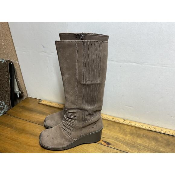 Keen Tall Boots Womens 7 Brown Zurich Wedge Leather Round Toe 1009374 - Picture 3 of 9
